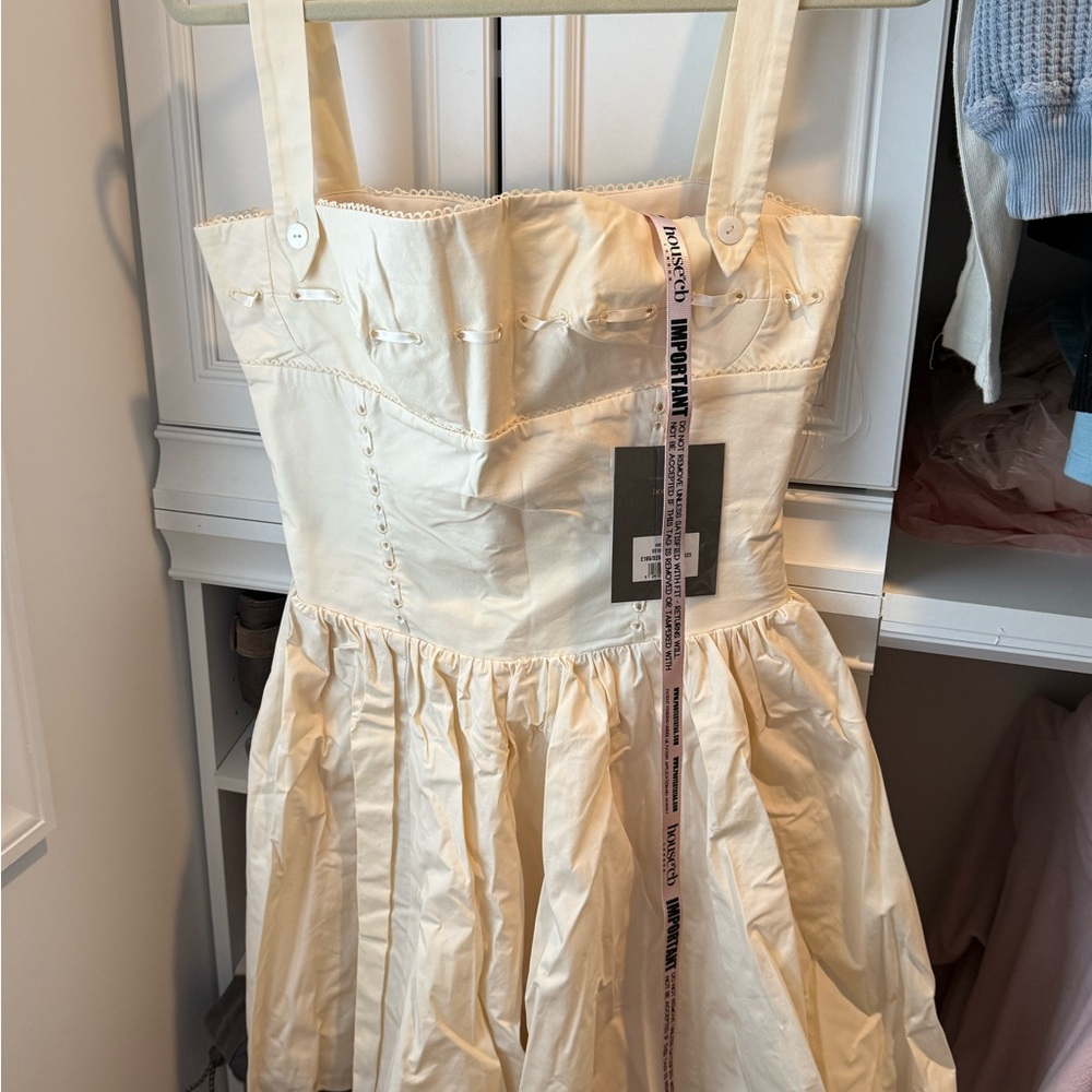 House of CB Cream Strapless Dress Size Med with larger cup and extra length - Picture 4 of 6
